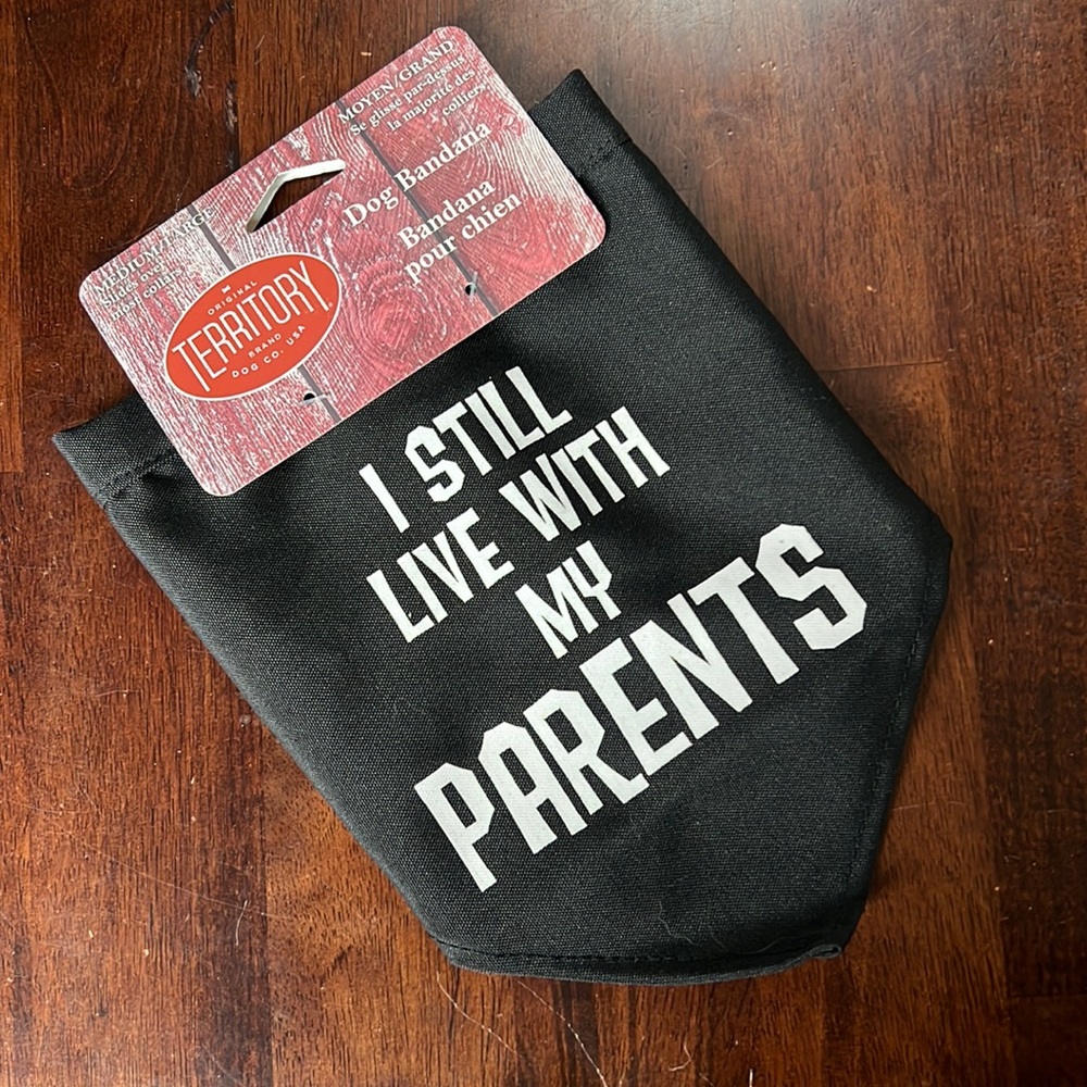 Funny Dog Bandana – Medium/Large | “I Still Live With My Parents” | NWT